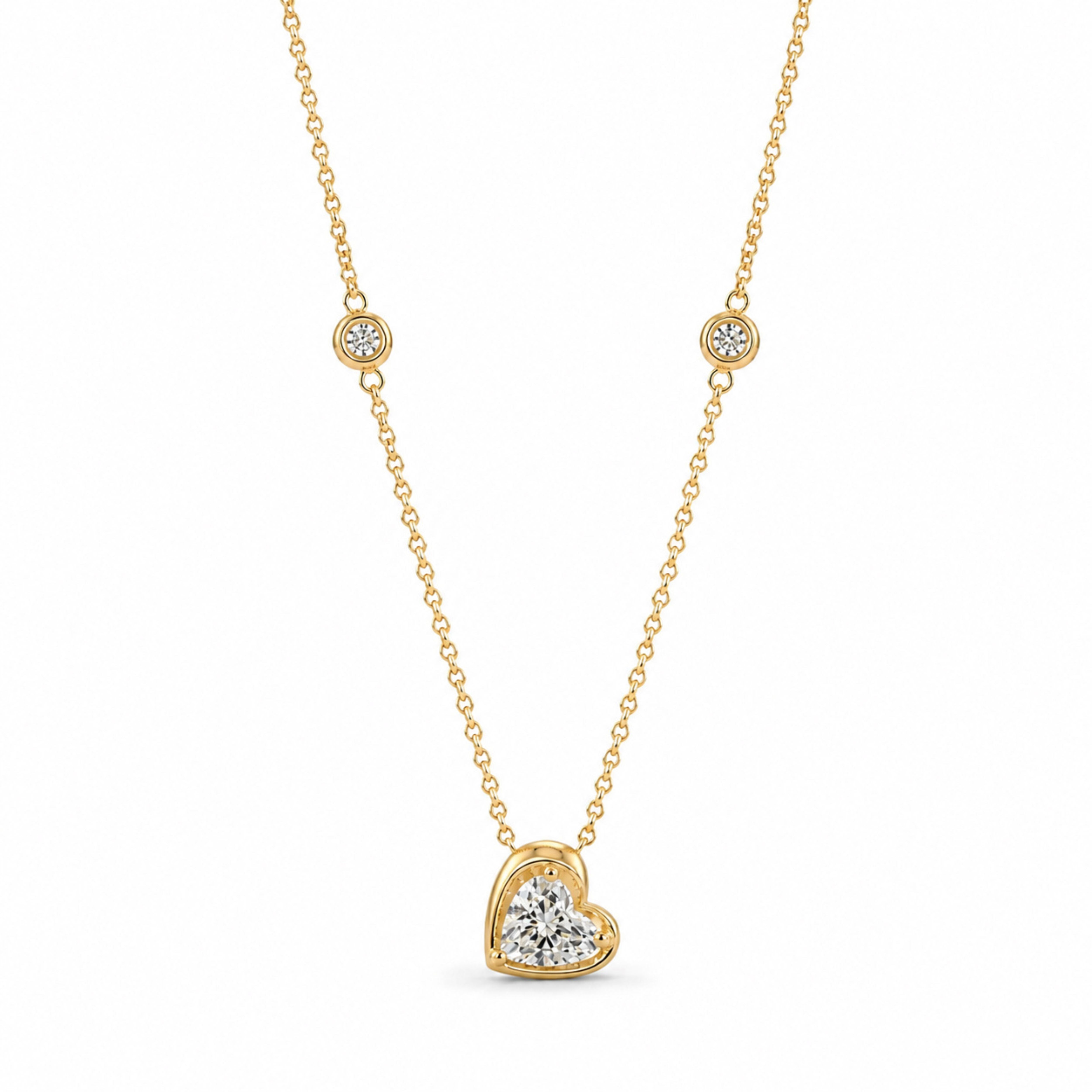Colier Millennium din aur galben 14K cu diamante de laborator Heart și Brilliant 0,51 ct