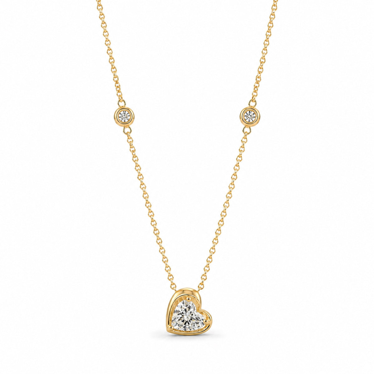Colier Millennium din aur galben 14K cu diamante de laborator Heart și Brilliant 0,51 ct