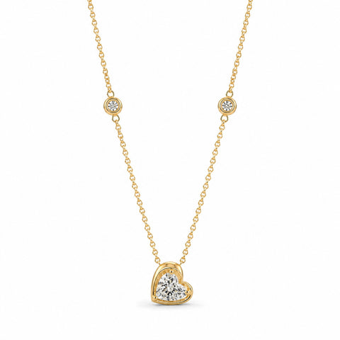 Colier Millennium din aur galben 14K cu diamante de laborator Heart și Brilliant 0,51 ct