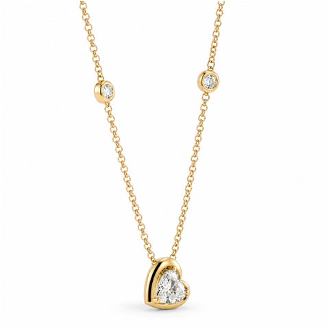 Colier din aur galben 14K cu diamante de laborator Heart și Brilliant 0,51 ct – Millennium