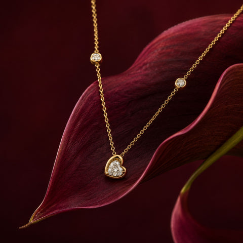 Colier din aur galben 14K cu diamante de laborator Heart și Brilliant 0,51 ct – Millennium