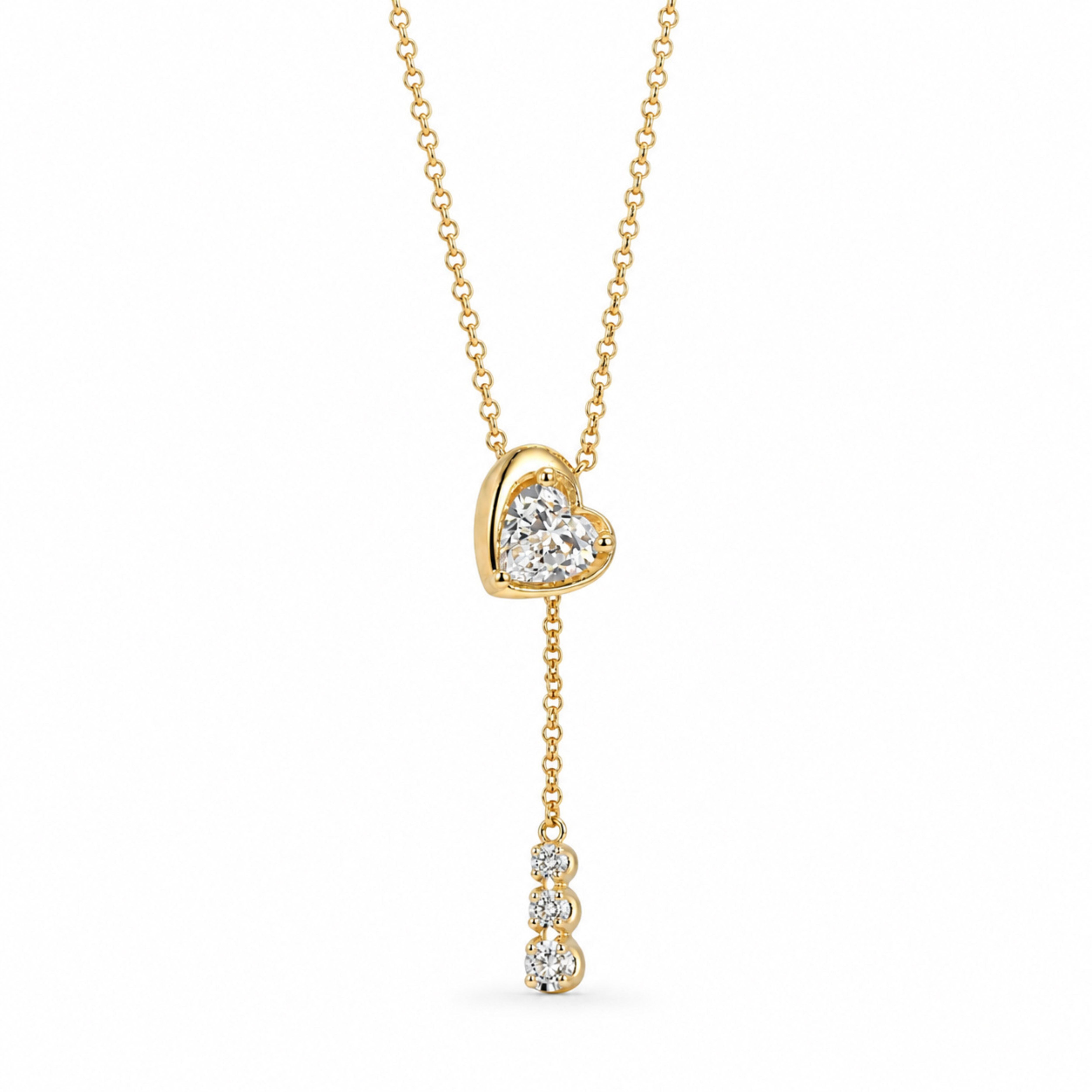 Colier Millennium din aur galben 14K cu diamante de laborator Heart și Brilliant 0,53 ct