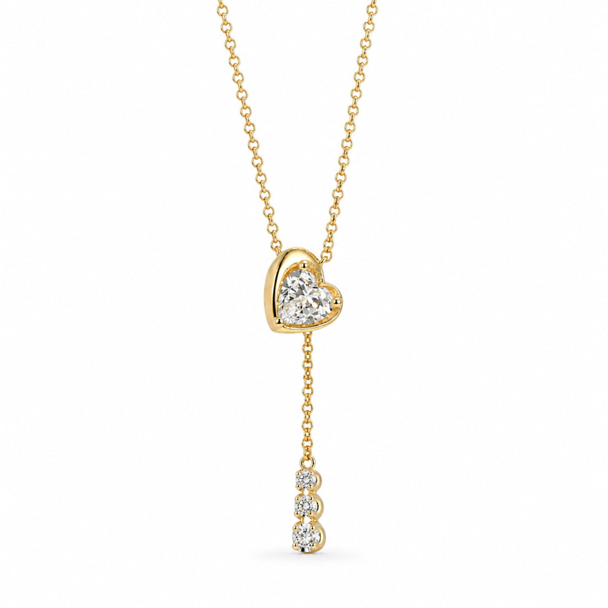 Colier Millennium din aur galben 14K cu diamante de laborator Heart și Brilliant 0,53 ct