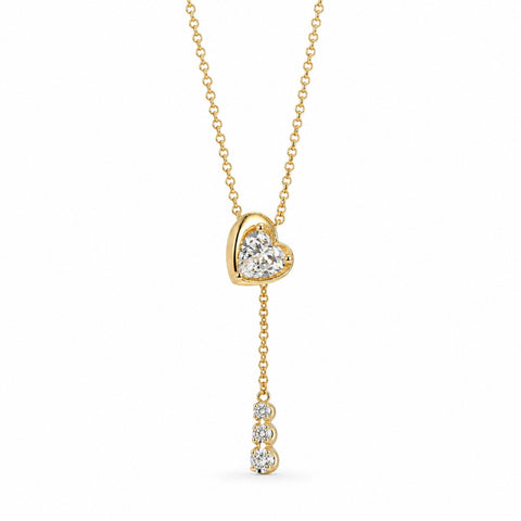 Colier Millennium din aur galben 14K cu diamante de laborator Heart și Brilliant 0,53 ct