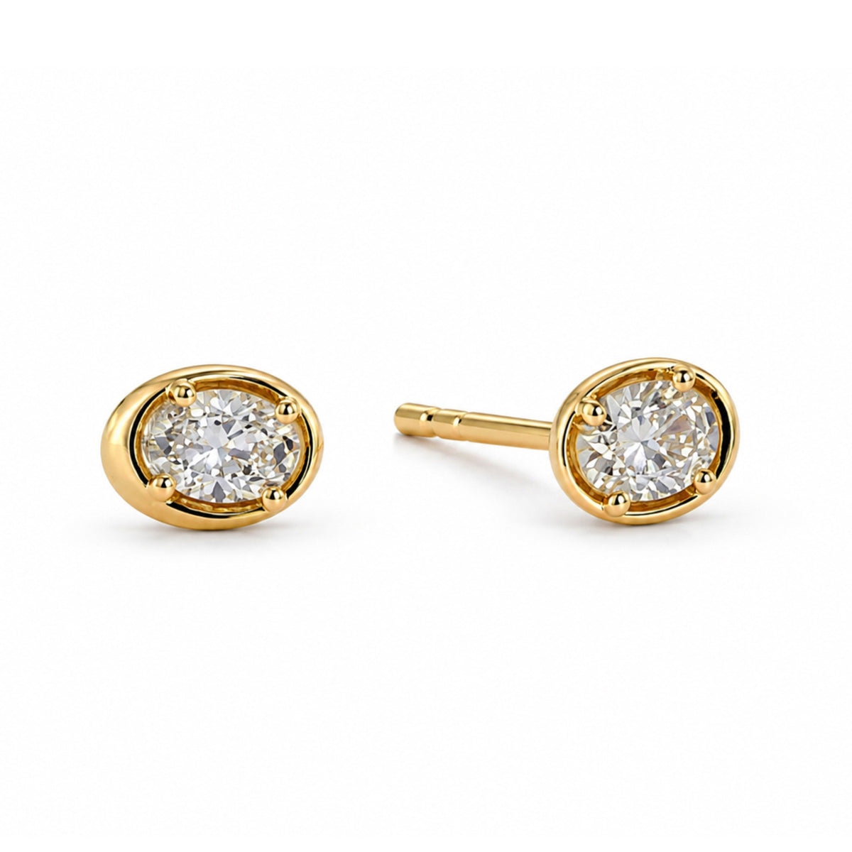 Cercei Millennium din aur galben 14K cu diamante de laborator ovale 0,65 ct