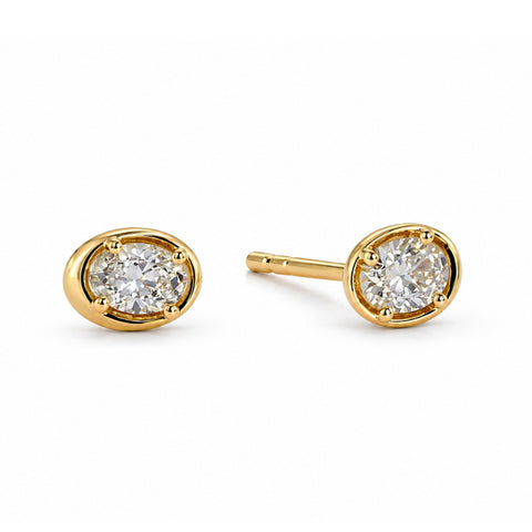 Cercei Millennium din aur galben 14K cu diamante de laborator ovale 0,65 ct