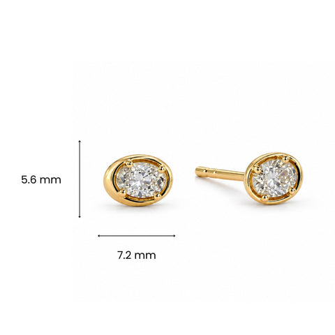 Cercei din aur galben 14K cu diamante de laborator ovale 0,65 ct – Millennium