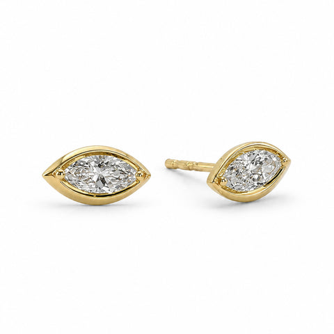 Cercei Millennium din aur galben 14K cu diamante de laborator Marquise 0,69 ct