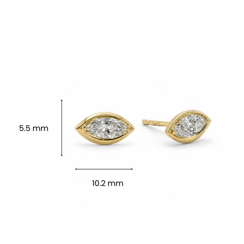 Cercei din aur galben 14K cu diamante de laborator Marquise 0,69 ct – Millennium