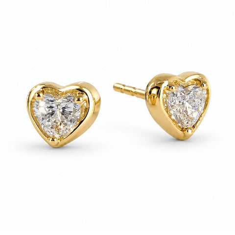 Cercei Millennium din aur galben 14K cu diamante de laborator în formă de inimă 0,63 ct
