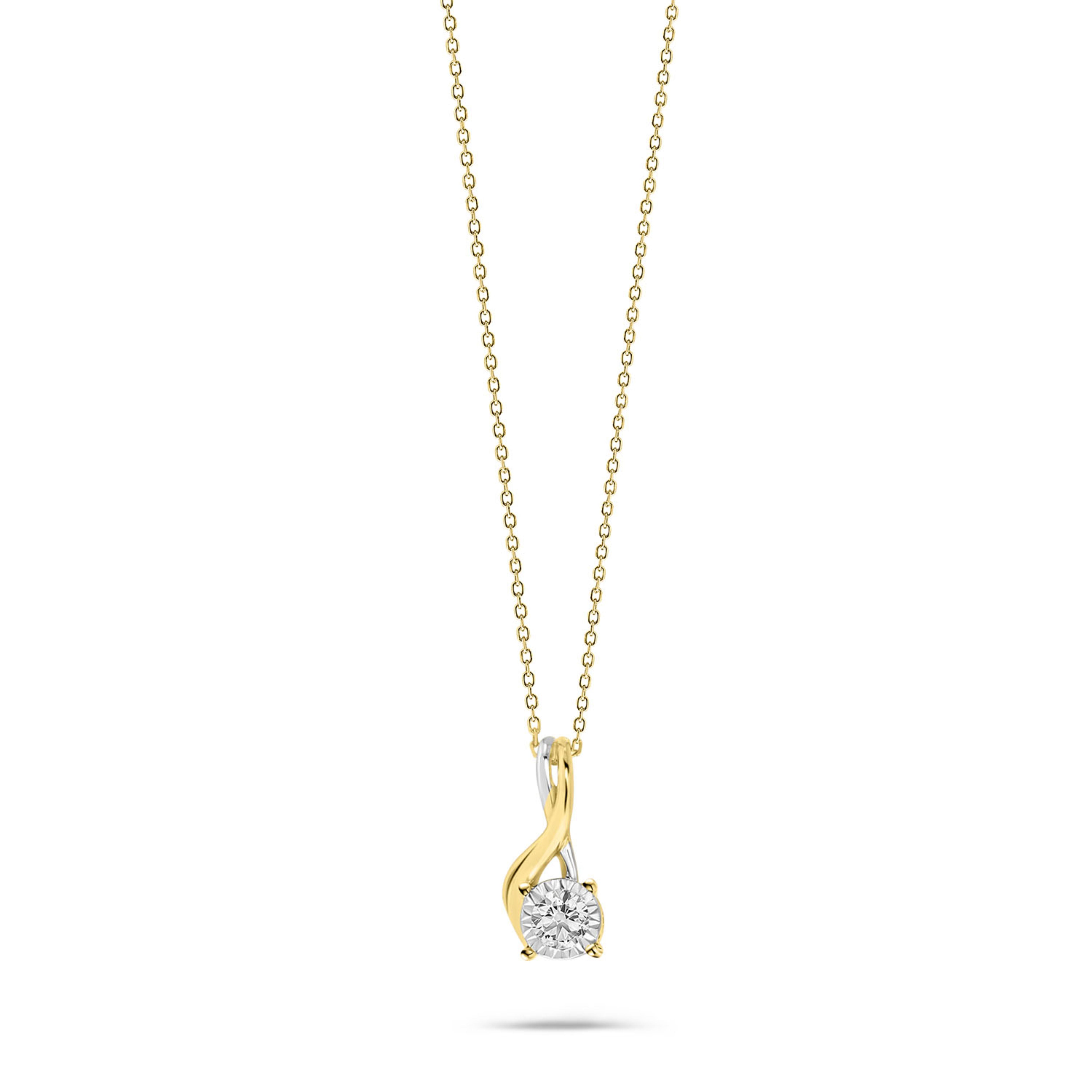 Colier Millennium din aur galben 14K cu detalii din aur alb și diamant de laborator 0,23 ct