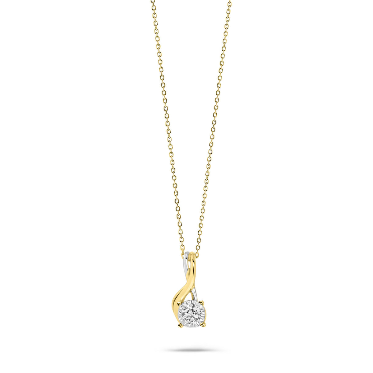Colier Millennium din aur galben 14K cu detalii din aur alb și diamant de laborator 0,23 ct