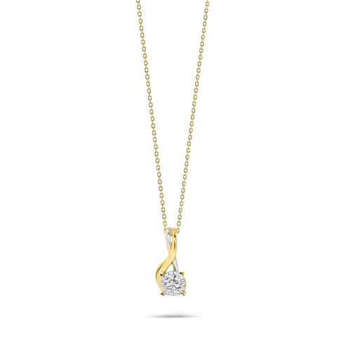 Colier Millennium din aur galben 14K cu detalii din aur alb și diamant de laborator 0,23 ct