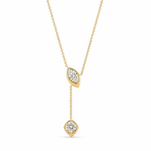 Colier Millennium din aur galben 14K cu diamante de laborator Marquise și Cushion 0,83 ct