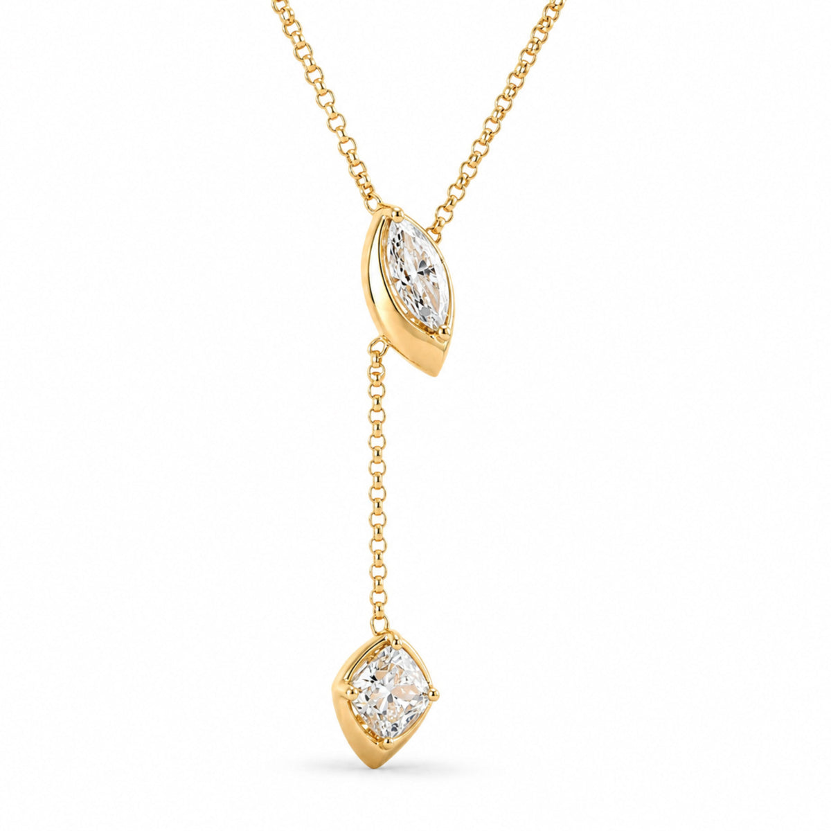 Colier din aur galben 14K cu diamante de laborator Marquise și Cushion 0,83 ct – Millennium