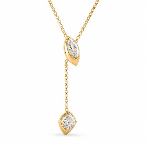 Colier din aur galben 14K cu diamante de laborator Marquise și Cushion 0,83 ct – Millennium