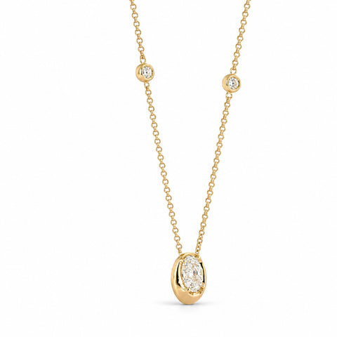 Colier din aur galben 14K cu diamante de laborator Oval și Brilliant 0,44 ct – Millennium