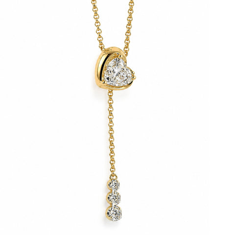 Colier din aur galben 14K cu diamante de laborator Heart și Brilliant 0,53 ct – Millennium