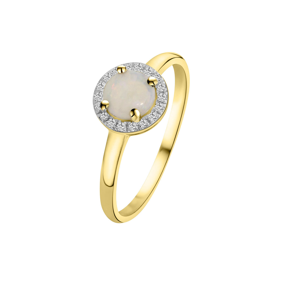 Inel din aur galben opal cmp și anturaj de diamante R092-50993R002-OP-Y