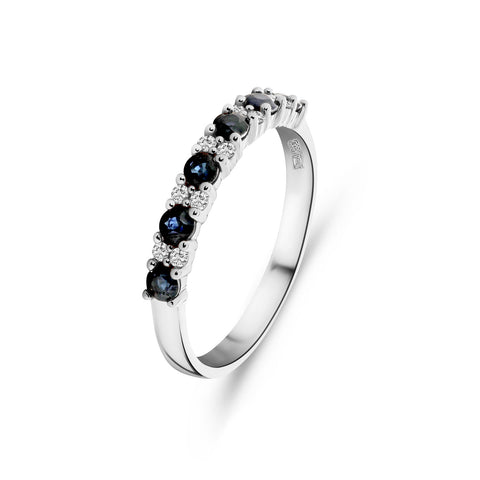 Inel din aur alb cu pietre de safire si diamante R092-57453R002-SA-W