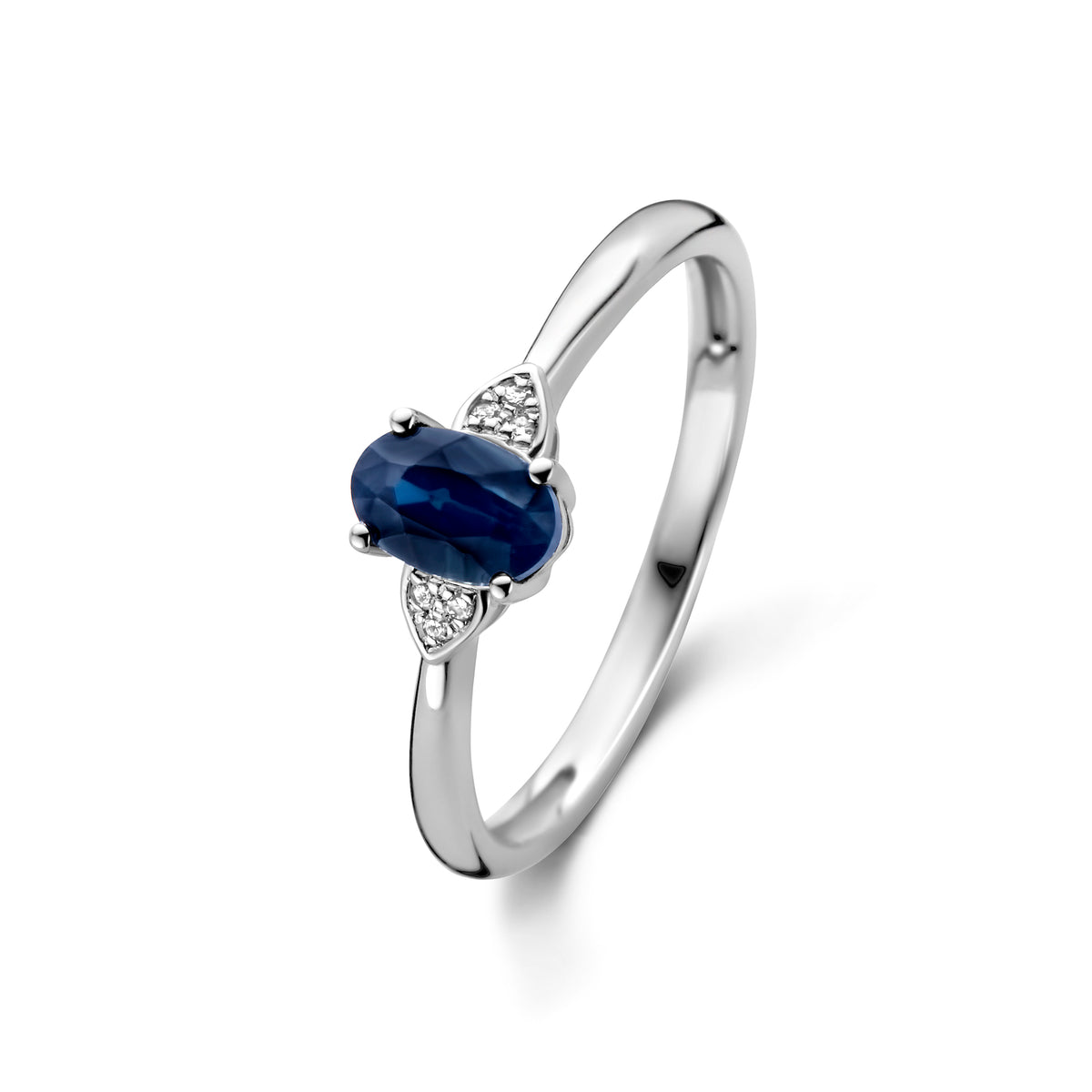 Inel din aur alb cu safir albastru și diamante R092-59733R026-SA-W