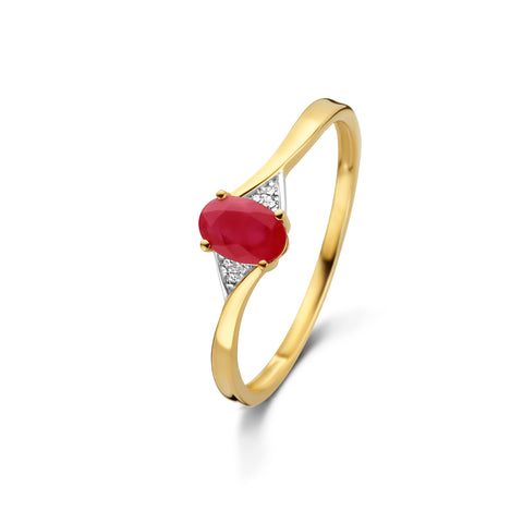 Inel din aur galben cu rubin și diamant R092-59735R008-RU-Y