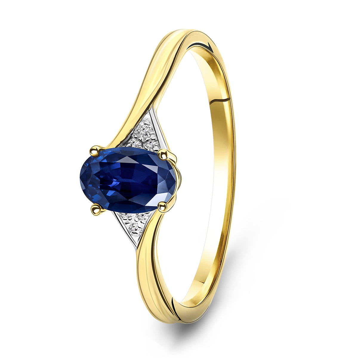 Inel din aur galben cu safir și diamant R092-59735R011-SA-Y