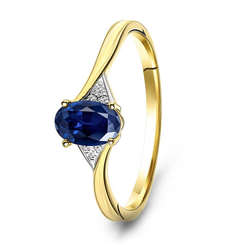 Inel din aur galben cu safir și diamant R092-59735R011-SA-Y
