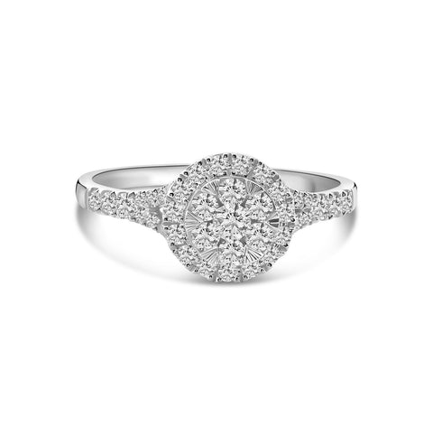 Inel din aur alb cu diamante cultivate în laborator R092-60776R010-LG-W