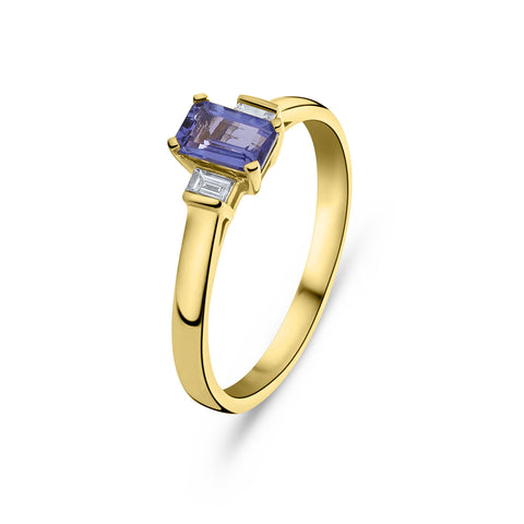 Inel din aur galben tanzanit diamant R092-62568R001-TN-Y