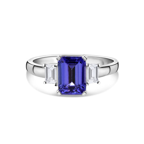 Inel din aur alb tanzanit și diamant R092-63931R002-TN-W