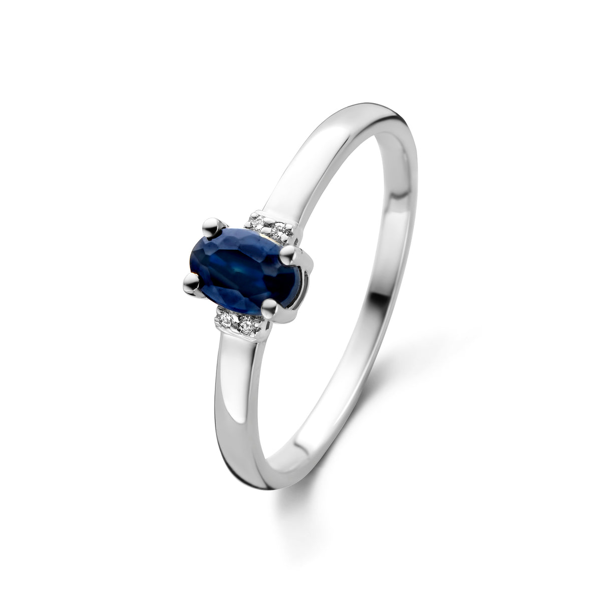 Inel din aur alb cu safir și diamant R092-72868R002-SA-W