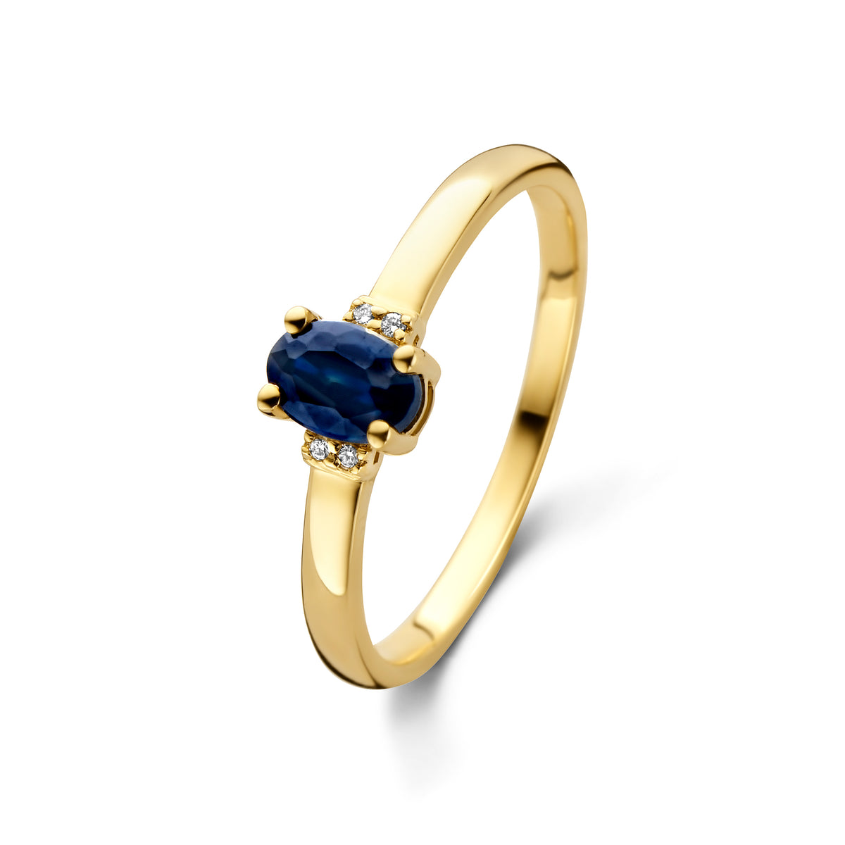 Inel din aur galben cu safir și diamant R092-72868R002-SA-Y