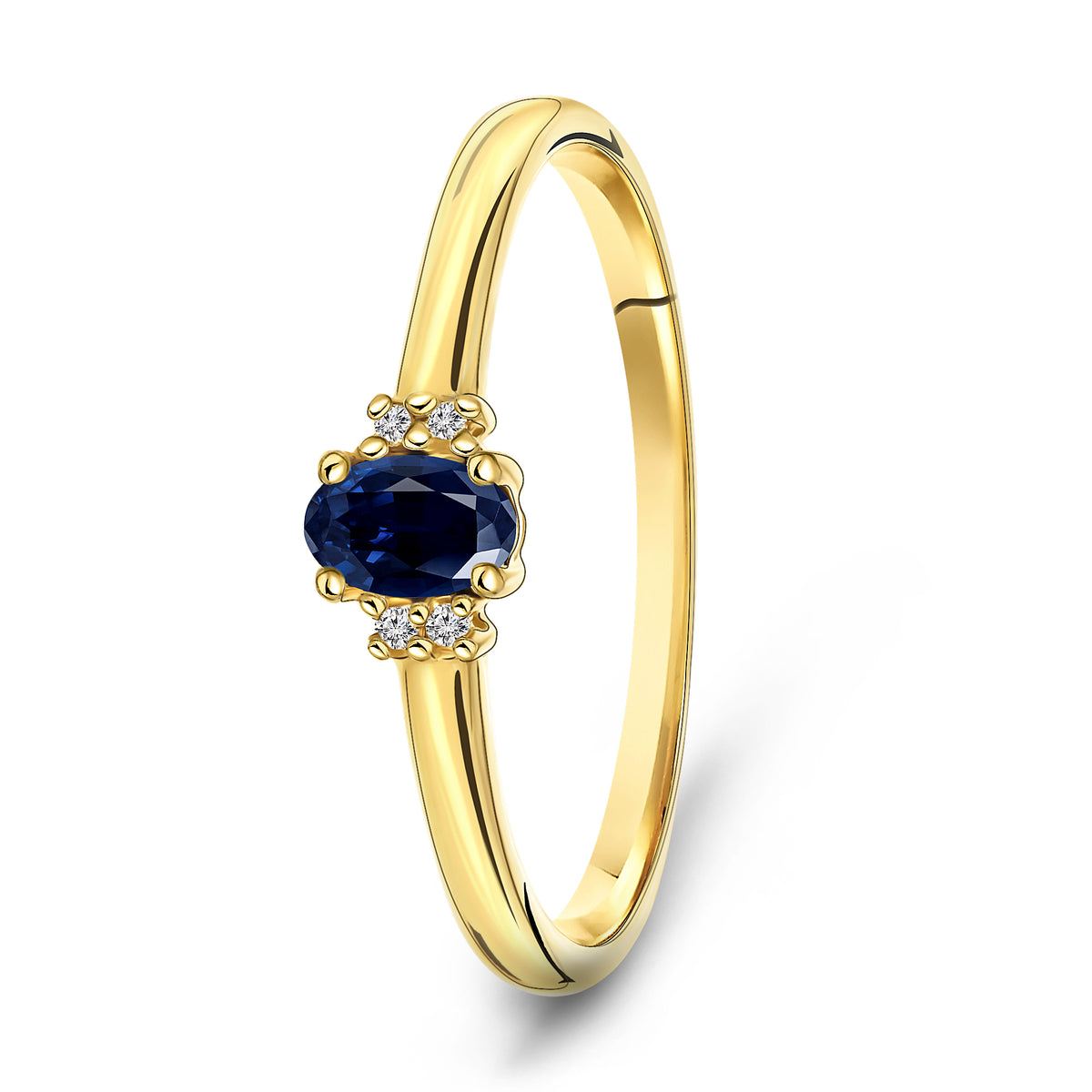 Inel din aur galben cu safir și diamant R092-72869R002-SA-Y