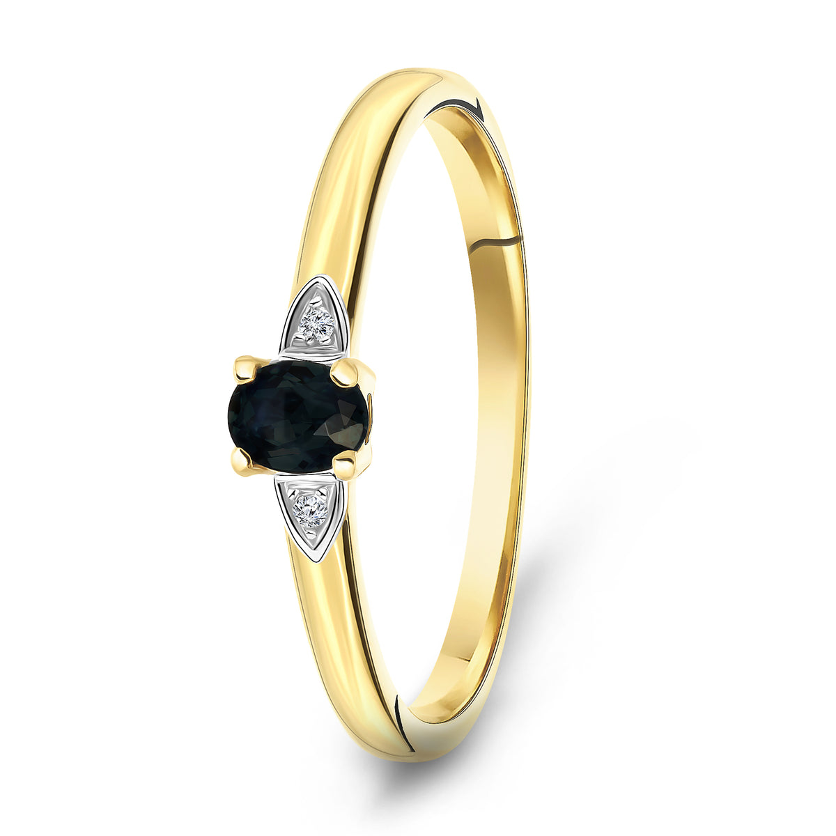 Inel din aur galben cu diamant și safir R092-72870R003-SA-Y