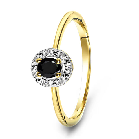 Inel din aur galben cu diamant și safir R092-72874R002-SA-Y