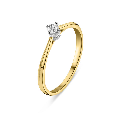 Inel solitaire din aur galben cu diamant cultivat in laborator R092-81865R-LG-010-YW