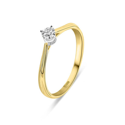 Inel din aur galben cu diamant cultivat in laborator R092-81865R-LG-020-YW