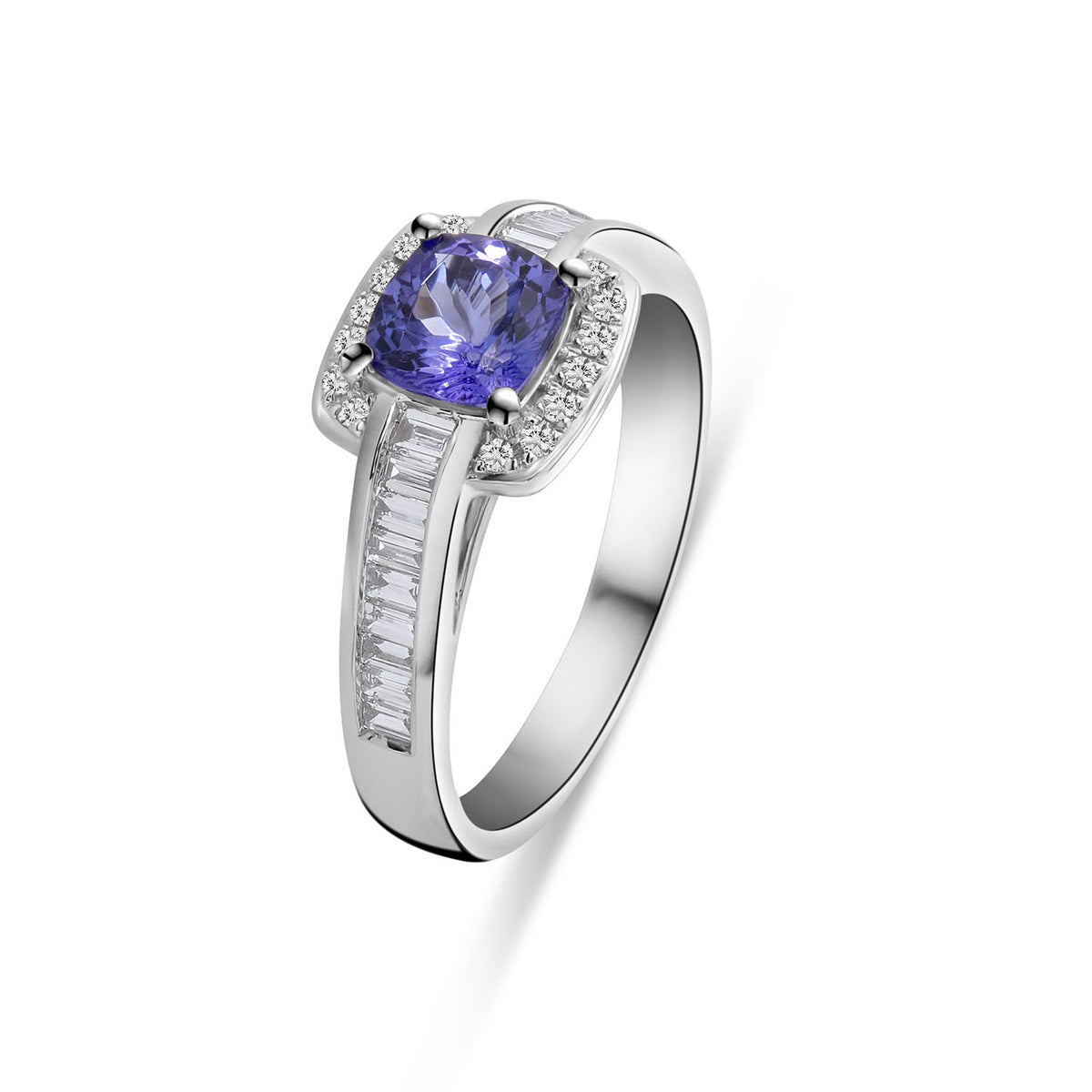 Inel din aur alb cu tanzanit si diamant R092-82488R001-TN-W