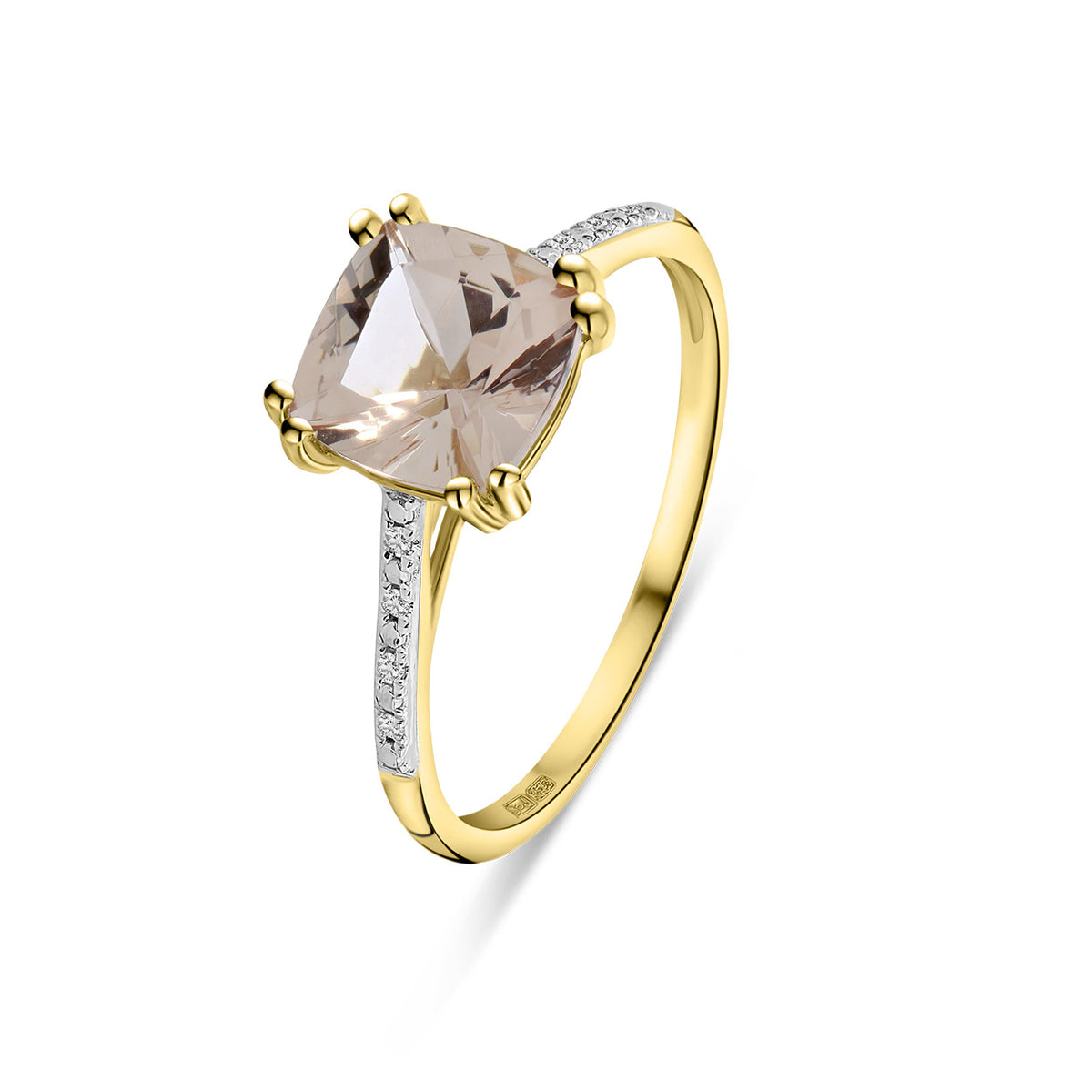 Inel din aur galben cu morganit și diamante R092-86616R011-MN-Y