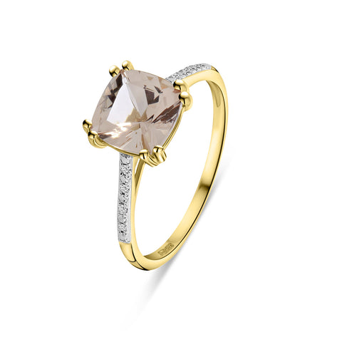 Inel din aur galben cu morganit și diamante R092-86616R011-MN-Y