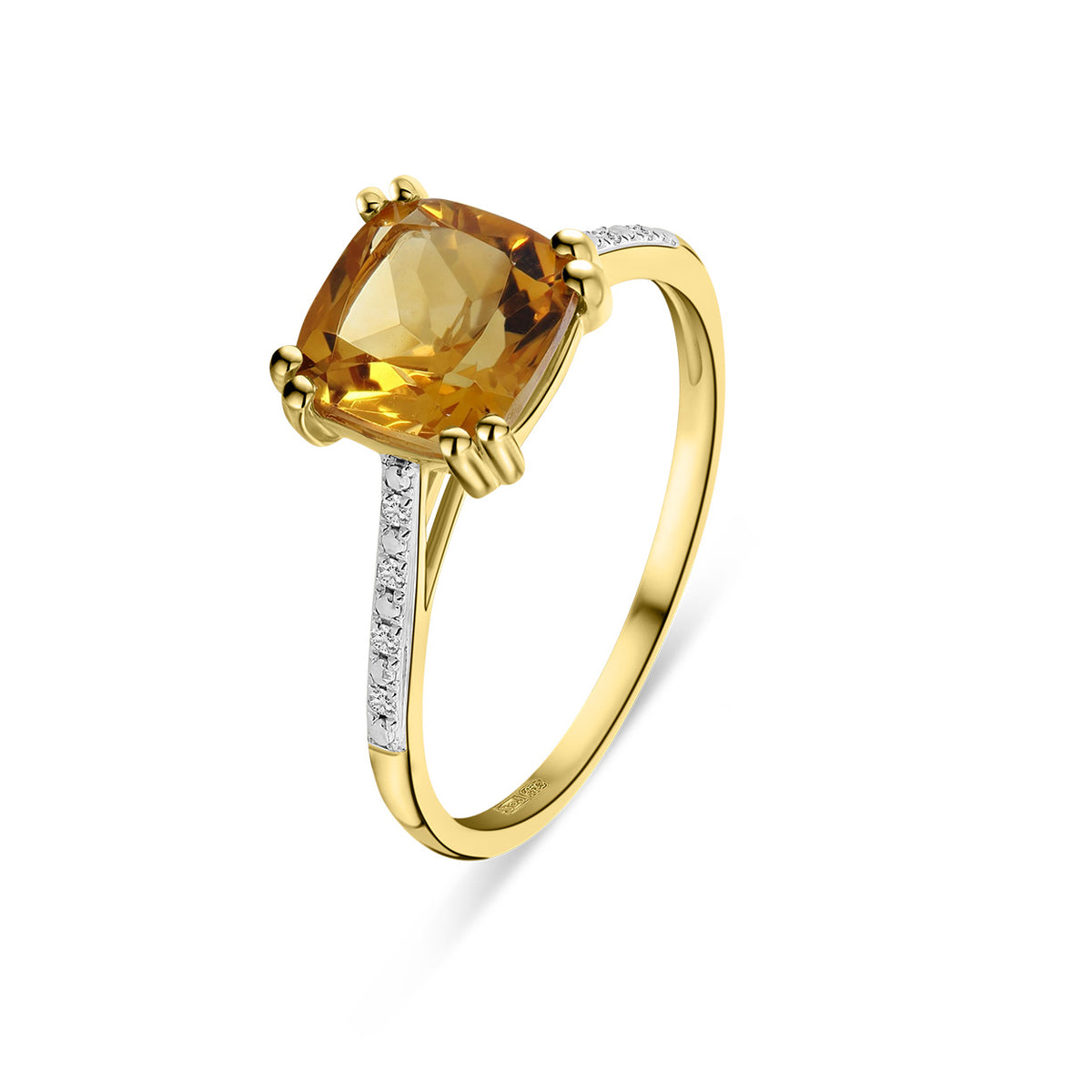 Inel din aur galben cu citrin și diamante R092-86616R013-CI-Y