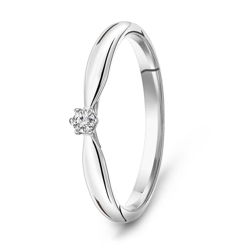 Inel solitaire din aur alb cu diamant