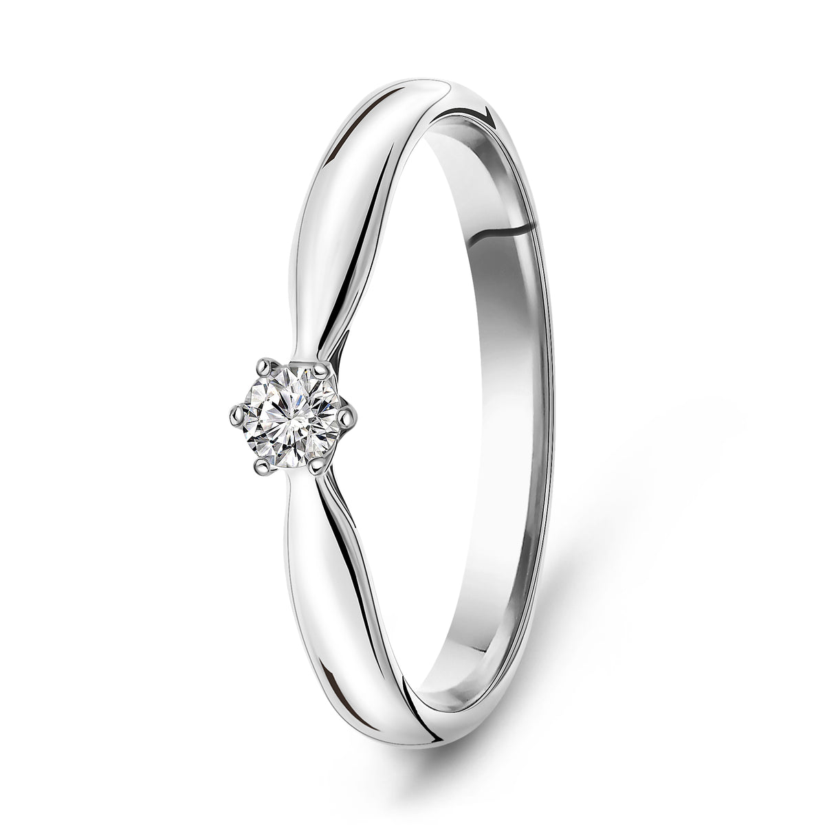 Inel solitaire din aur alb cu diamant