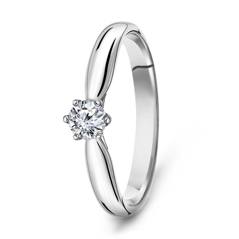 Inel solitaire din aur alb cu diamant