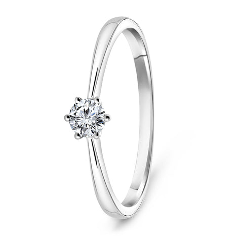 Inel solitaire din aur alb cu diamant