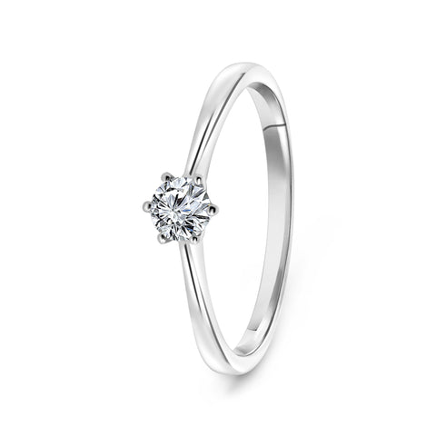 Inel solitaire din aur alb cu diamant