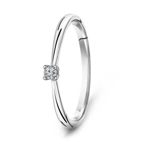 Inel solitaire din aur alb cu diamant