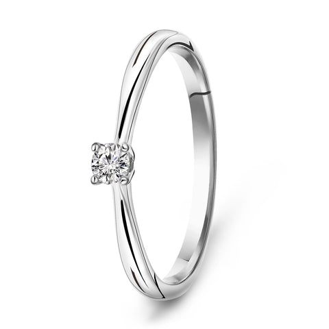 Inel solitaire din aur alb cu diamant