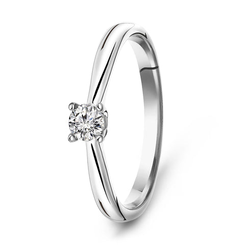 Inel solitaire din aur alb cu diamant